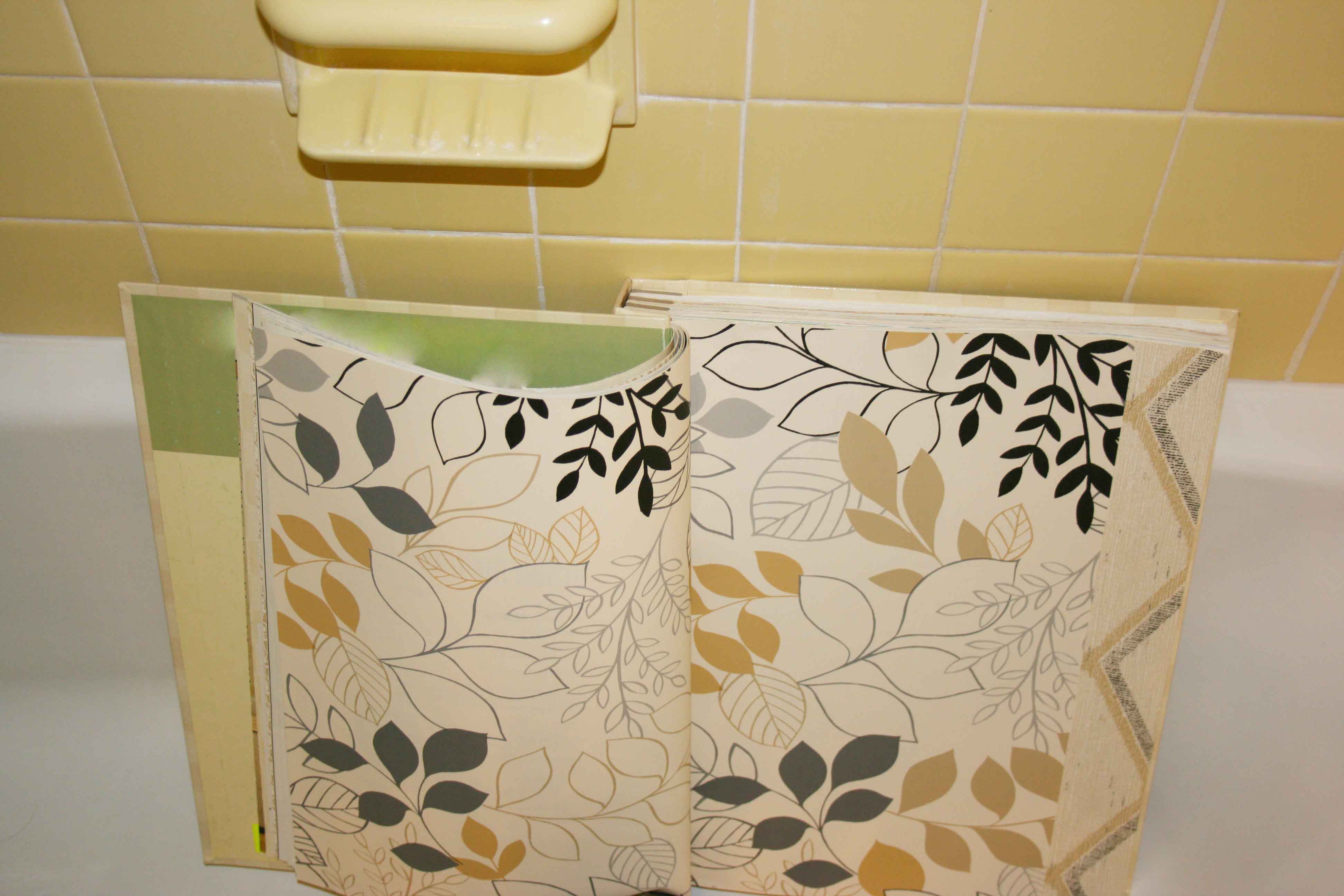 {design & decor} bathroom wallpaper options 1-4, hmmm…