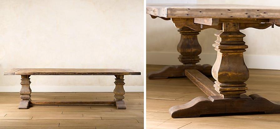 the trestle salvaged wood dining table